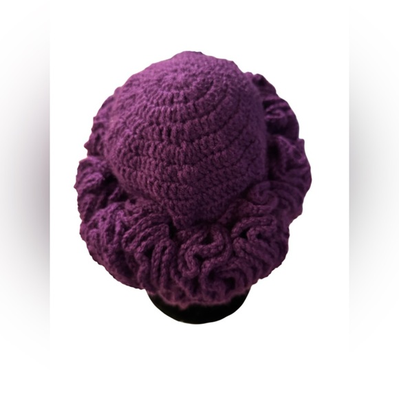 Crochet By Sharon ~ New Women’s Bohemian Ruffle Hat Adult Sized One of a Kind - Picture 6 of 7